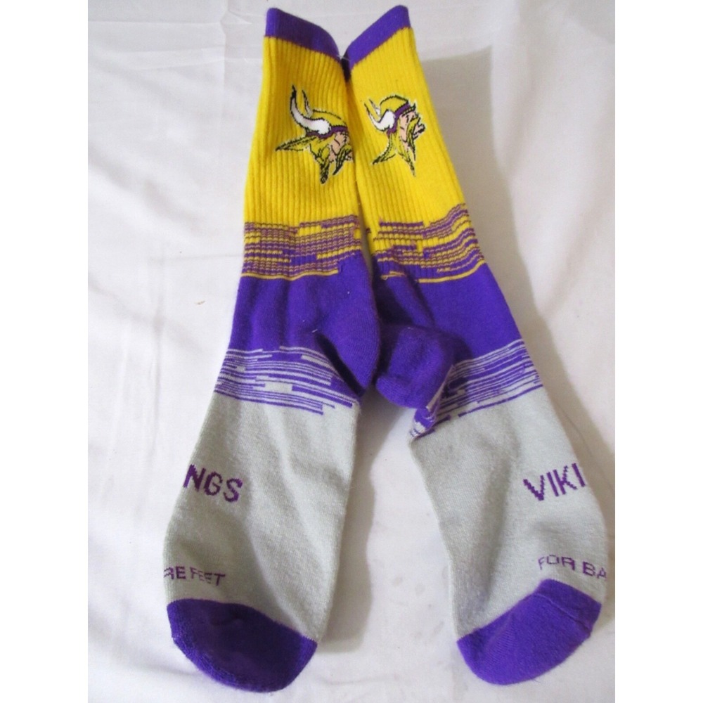Minnesota Vikings For Bare feet Socks Crew NFL Team Football Purple Gold 9-12‎